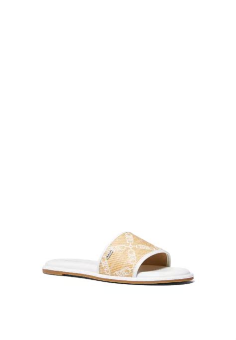 Saylor Empire Logo Jacquard Straw Slide Sandal 